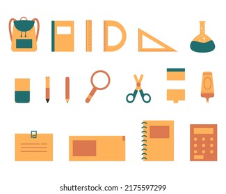 School stationery equipment concept illustration
