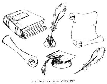 School stationery. Hand-drawn vector illustration