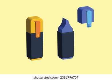 School stationery icon. School supplies concept. Realistic 3d object cartoon style. Vector colorful illustration.