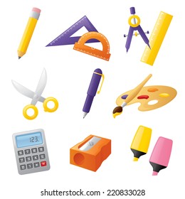 School stationery icons.