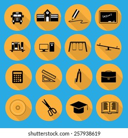 School and stationery icons set