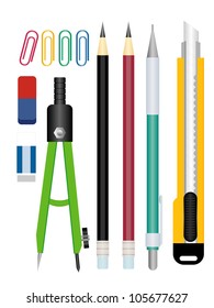 School stationery isolated over white