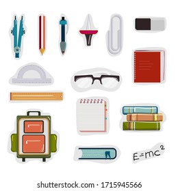  school stationery stock vector set