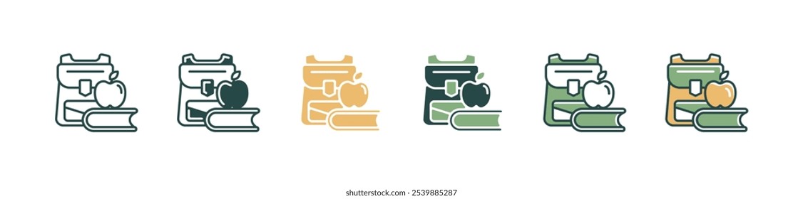 school stationery tool student supply icon set education learning equipment signs illustration for web and app