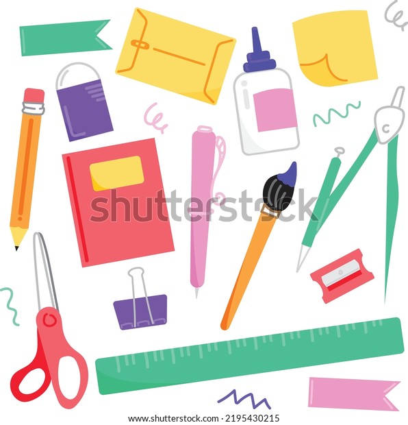 School Stationery Vectors Illustrations Your Visual Stock Vector ...