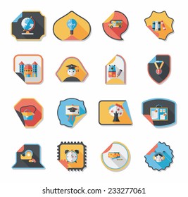 school sticker flat banner background set, eps10