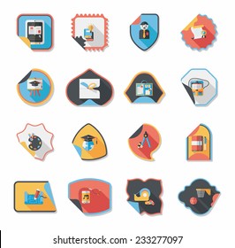 school sticker flat banner background set, eps10
