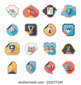 school sticker flat banner background set, eps10