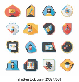 school sticker flat banner background set, eps10