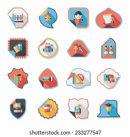 school sticker flat banner background set, eps10