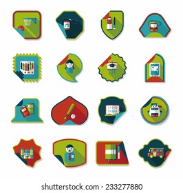 school sticker flat banner background set, eps10