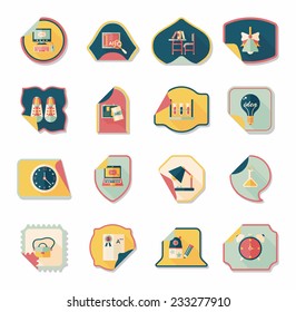 school sticker flat banner background set, eps10
