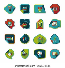 school sticker flat banner background set, eps10