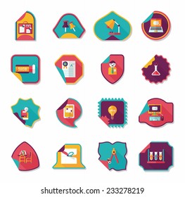 school sticker flat banner background set, eps10