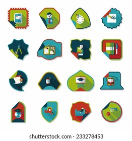 school sticker flat banner background set, eps10