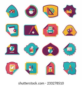 school sticker flat banner background set, eps10