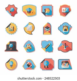 school sticker flat banner background set, eps10