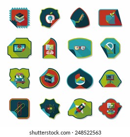 school sticker flat banner background set, eps10
