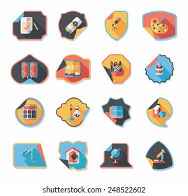 school sticker flat banner background set, eps10
