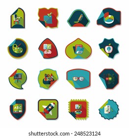 school sticker flat banner background set, eps10