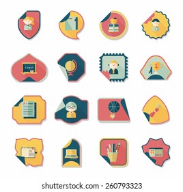 school sticker flat banner background set, eps10