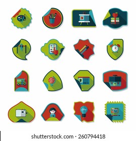 school sticker flat banner background set, eps10