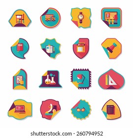 school sticker flat banner background set, eps10