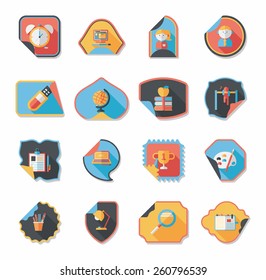 school sticker flat banner background set, eps10