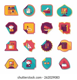 school sticker flat banner background set, eps10