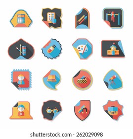 school sticker flat banner background set, eps10