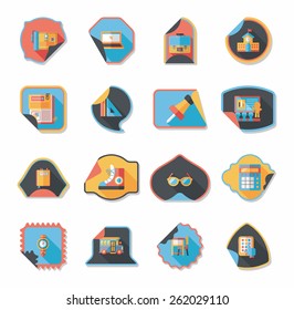school sticker flat banner background set, eps10