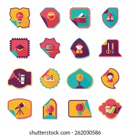 school sticker flat banner background set, eps10