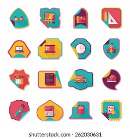 school sticker flat banner background set, eps10