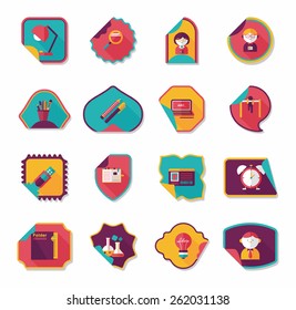 school sticker flat banner background set, eps10