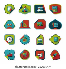 school sticker flat banner background set, eps10