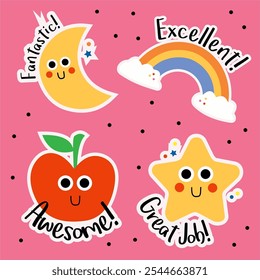 School sticker teacher grade set