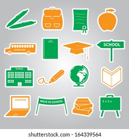 school stickers icon set eps10