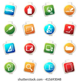 School stickers label icon set for web sites