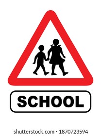 School street Sign Board Symbol. Children Sign Vector Illustration, School Zone Signage