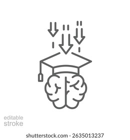 School Stress and Academic Pressure Icon with Editable Stroke Abstract Thin Line Illustration of Mental Health Issues in Education
