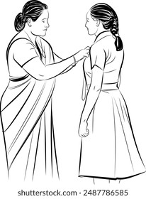 School Student Badge Ceremony, Hand drawn in thin line style