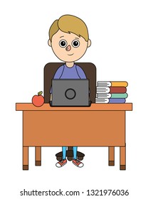 school student boy cartoon