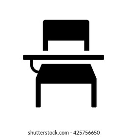 School Student Desk Icon On White Background