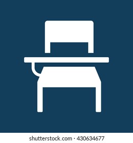 School Student Desk Icon On Color Background