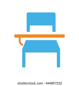 School Student Desk Icon On White Background