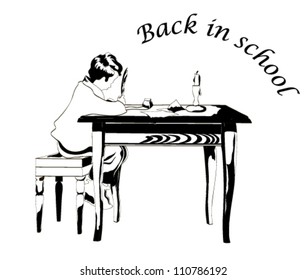 The school student doing homework