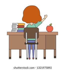 school student girl cartoon