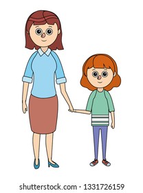 school student girl cartoon