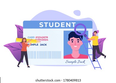 School Student id card with photo. Vector illustration.