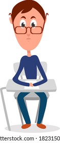 School student, illustration, vector on white background
